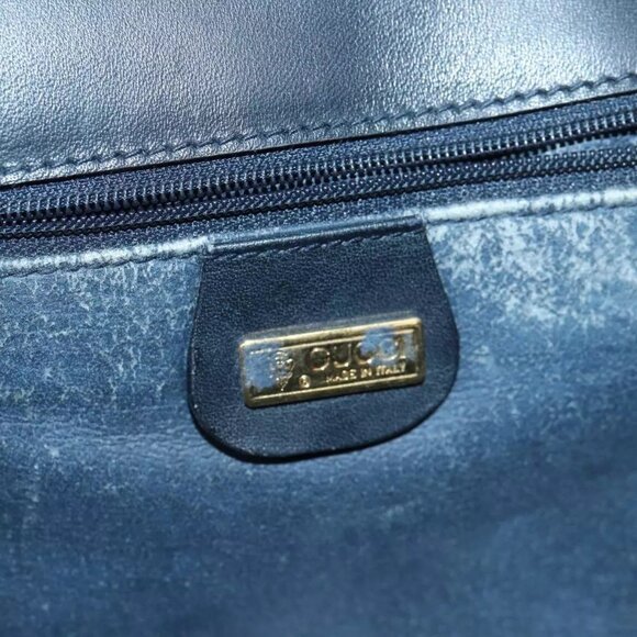 GUCCI Micro GG Supreme Shoulder Bag PVC Navy Gold Auth 88596 - Picture 10 of 16